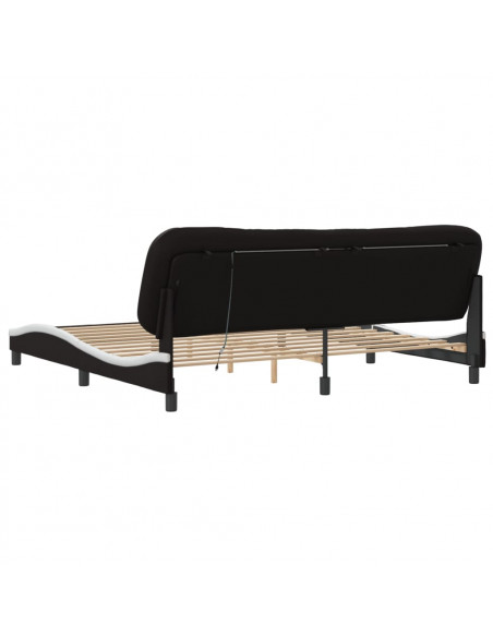 Giroletto con Luci LED Nero e Bianco 200x200 cm in Similpelle