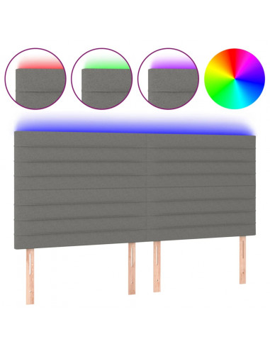 Testiera a LED GrigioScuro 180x5x118/128cm inTessuto