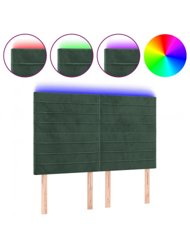Testiera a LED Verde Scuro 144x5x118/128cm in Velluto