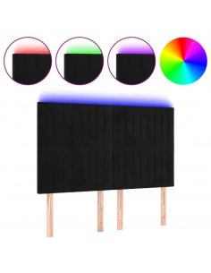 Testiera a LED Nera 144x5x118/128 cm in Velluto 2