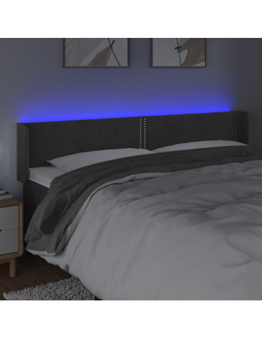 Testiera a LED Grigio Scuro 183x16x78/88 cm in Velluto