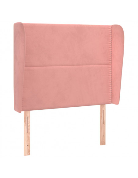 Testiera ad Orecchio Rosa 93x23x118/128 cm in Velluto