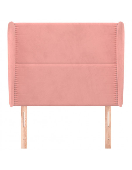 Testiera ad Orecchio Rosa 93x23x118/128 cm in Velluto