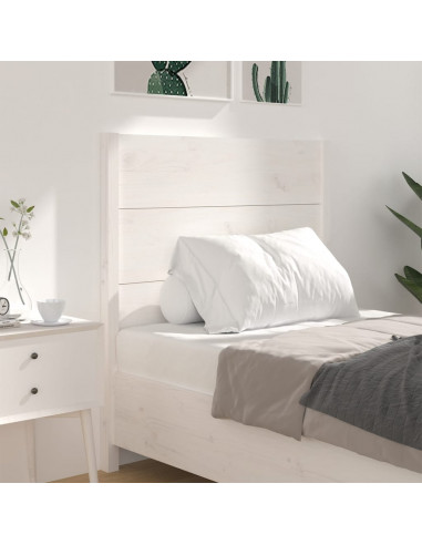 Testiera per Letto Bianca 106x4x100cm in Legno Massello di Pino