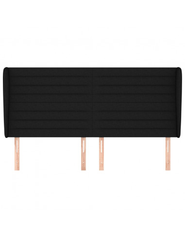 Testiera ad Orecchio Nera 163x23x118/128 cm in Tessuto
