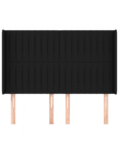 Testiera ad Orecchio Nera 147x16x118/128 cm in Tessuto