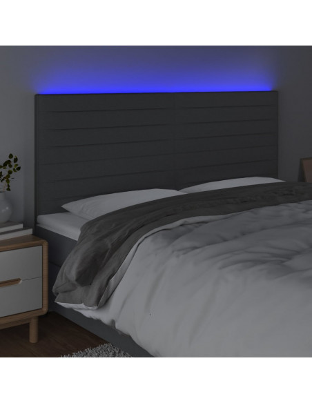 Testiera a LED GrigioScuro 160x5x118/128cm inTessuto