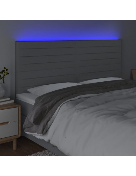 Testiera a LED Grigio Chiaro 180x5x118/128 cm in Tessuto