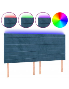Testiera a LED Blu Scuro 180x5x118/128 cm in Velluto 2