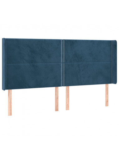 Testiera ad Orecchio Blu Scuro 183x16x118/128 cm in Velluto