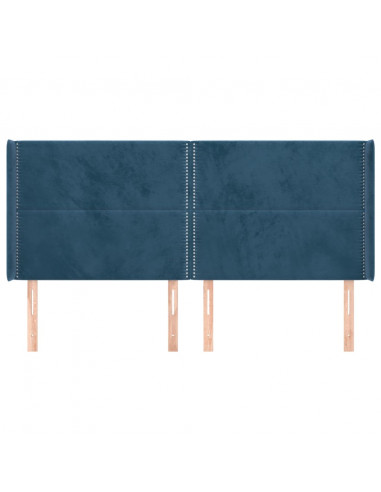 Testiera ad Orecchio Blu Scuro 183x16x118/128 cm in Velluto