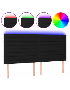 Testiera a LED Nera 180x5x118/128 cm in Tessuto 2