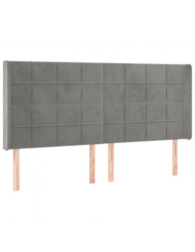 Testiera a LED Grigio Chiaro 163x16x118/128 cm in Velluto