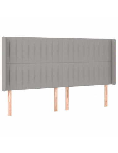 Testiera a LED Grigio Chiaro 163x16x118/128 cm in Tessuto