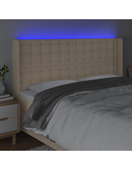 Testiera a LED Crema 163x16x118/128 cm in Tessuto