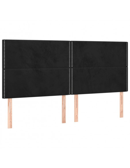Testiera 4 pz Nera 90x5x78/88 cm in Velluto