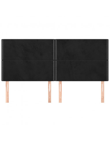Testiera 4 pz Nera 90x5x78/88 cm in Velluto