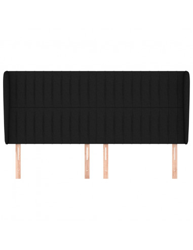Testiera ad Orecchio Nera 203x23x118/128 cm in Tessuto