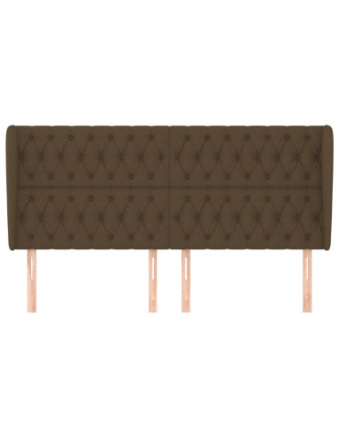 Testiera ad Orecchio Marrone Scuro 183x23x118/128 cm in Tessuto