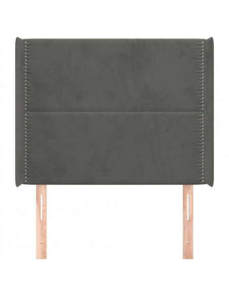 Testiera ad Orecchio Grigio Scuro 93x16x118/128 cm in Velluto