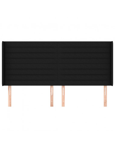 Testiera ad Orecchio Nera 203x16x118/128 cm in Tessuto