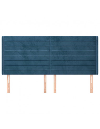 Testiera ad Orecchio Blu Scuro 183x16x118/128 cm in Velluto