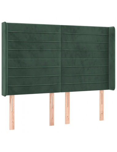 Testiera ad Orecchio Verde Scuro 147x23x118/128cm in Velluto
