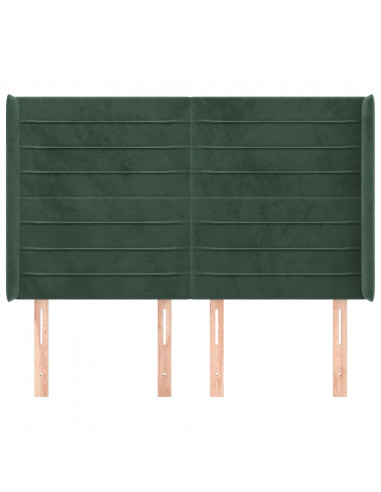 Testiera ad Orecchio Verde Scuro 147x23x118/128cm in Velluto
