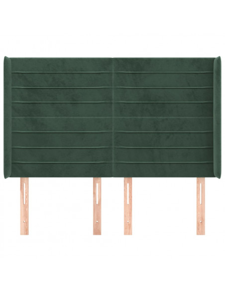 Testiera ad Orecchio Verde Scuro 147x23x118/128cm in Velluto