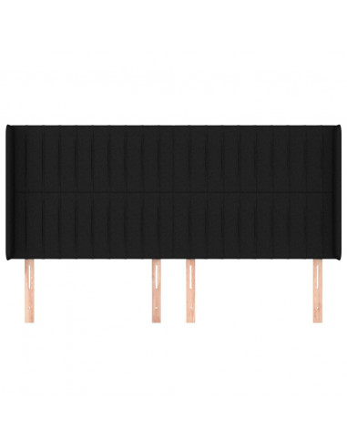 Testiera ad Orecchio Nera 203x16x118/128 cm in Tessuto