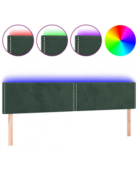 Testiera a LED Verde Scuro 180x5x78/88 cm in Velluto