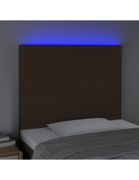 Testiera a LED Marrone Scuro 90x5x118/128 cm in Tessuto
