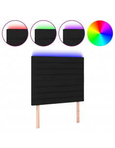 Testiera a LED nero 90x5x118/128 cm in Tessuto 2