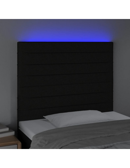 Testiera a LED nero 90x5x118/128 cm in Tessuto