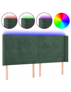 Testiera a LED Verde Scuro 183x16x118/128 cm in Velluto 2
