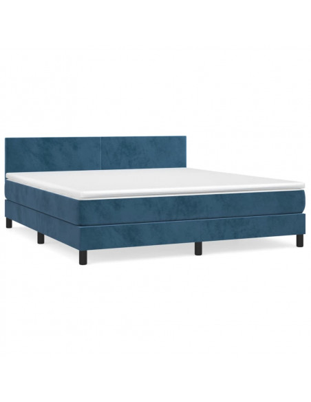 Giroletto a Molle con Materasso Blu Scuro 160x200 cm in Velluto