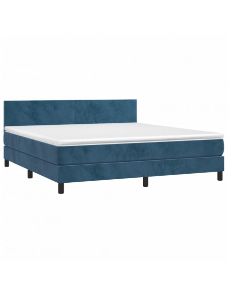 Giroletto a Molle con Materasso Blu Scuro 160x200 cm in Velluto