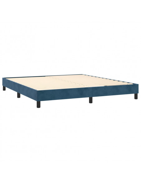 Giroletto a Molle con Materasso Blu Scuro 160x200 cm in Velluto