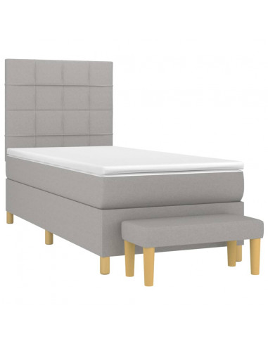 Giroletto a Molle con Materasso Grigio Chiaro 80x200 cm Tessuto