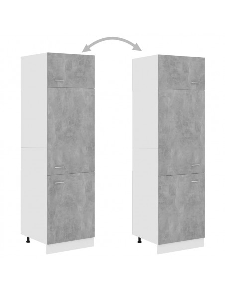 Mobile per Frigo Grigio Cemento 60x57x207 cm Legno Multistrato