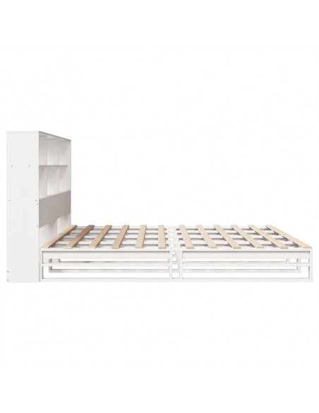 Letto Libreria senza Materasso Bianco 200x200 cm Legno Massello