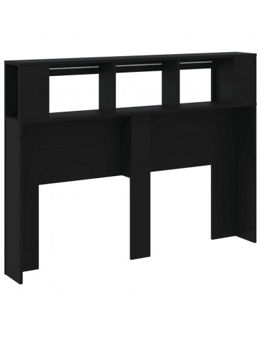 Testiera LED Nera 140x18,5x103,5 cm Legno Multistrato