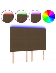 Testiera a LED Marrone Scuro 144x5x118/128 cm in Tessuto 2