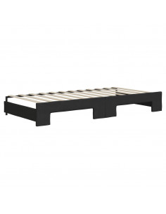 Divano Letto con Letto Estraibile Nero 90x200 cm in Tessuto