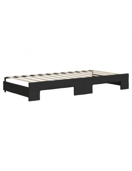 Divano Letto con Letto Estraibile Nero 90x200 cm in Tessuto