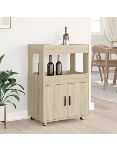 Carrello Bar Rovere Sonoma 60x39,5x89 cm in Legno Multistrato