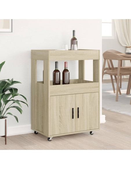 Carrello Bar Rovere Sonoma 60x39,5x89 cm in Legno Multistrato