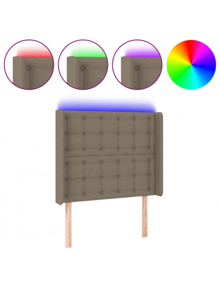 Testiera a LED tortora 93x16x118/128 cm in Tessuto
