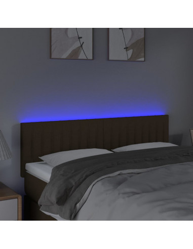 Testiera a LED Marrone Scuro 144x5x78/88 cm in Tessuto