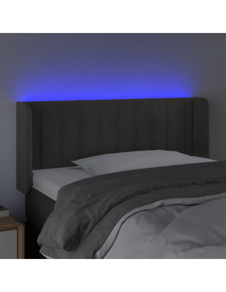 Testiera a LED Grigio Scuro 93x16x78/88 cm in Velluto